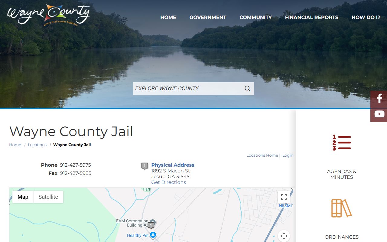 Wayne County Jail location page for inmate population records